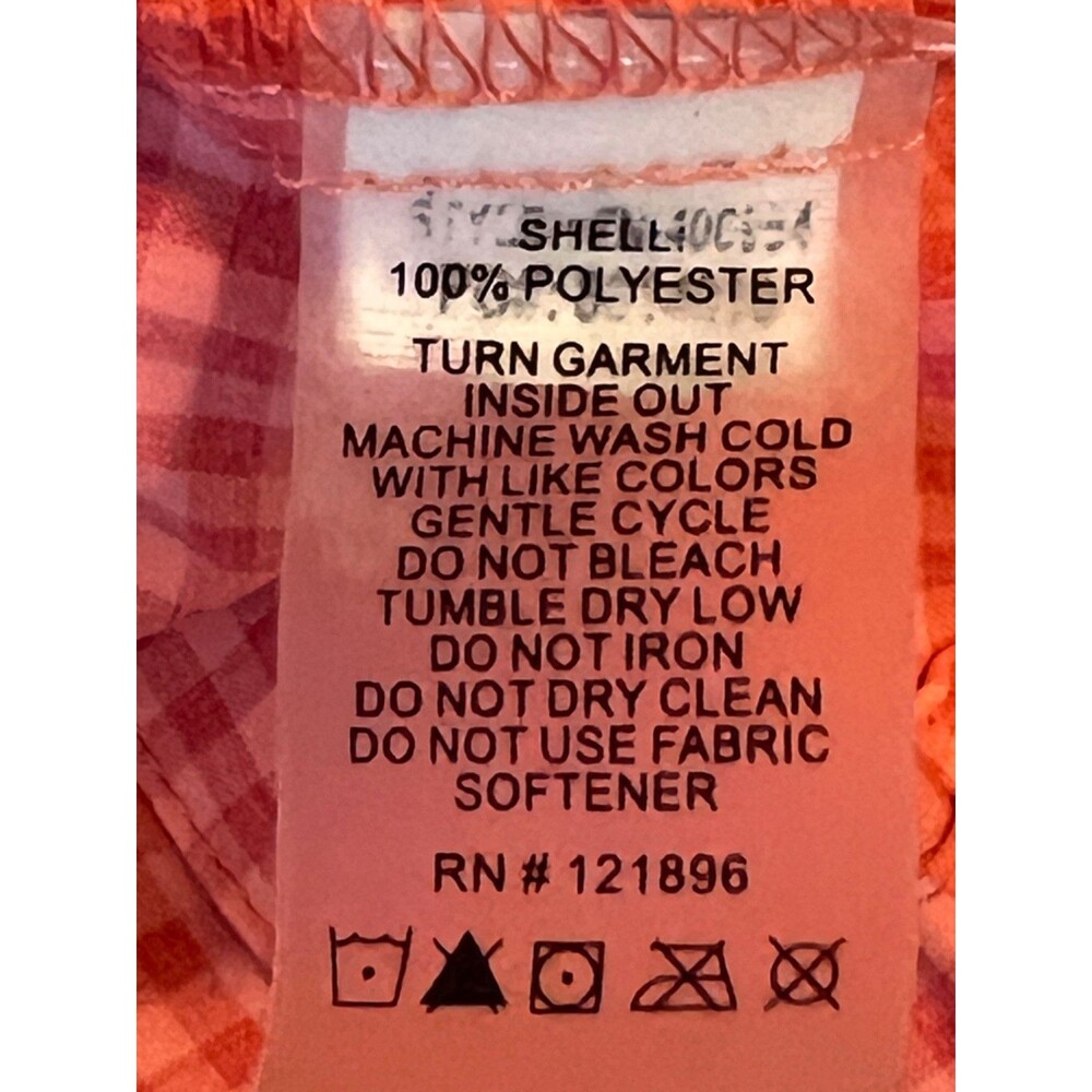 TITLE NINE Orange Gingham Check Tuolumne Tech Shirt Hiking Outdoor UPF Size XS - Picture 7 of 7